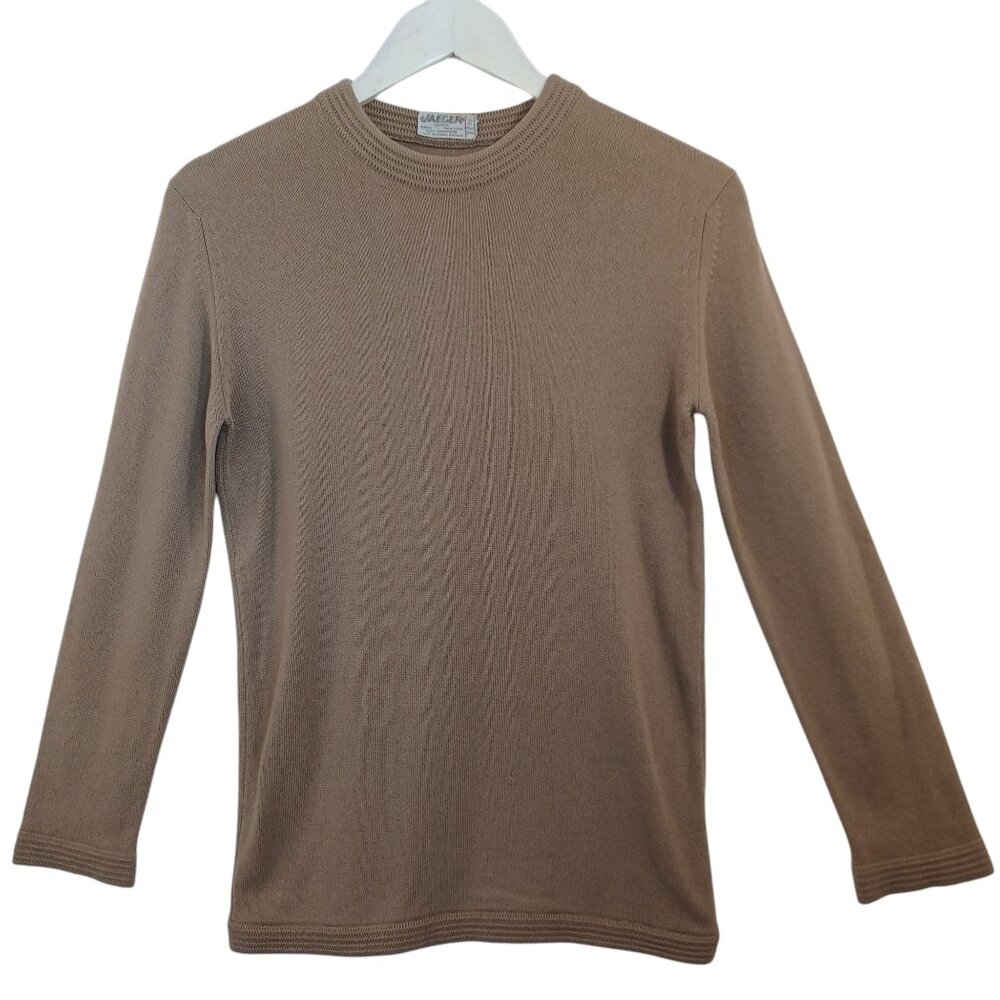 Jaeger London Cashmere Sweater Womens S/M Vintage Crew Neck Pullover Mocha Taupe - Picture 9 of 9